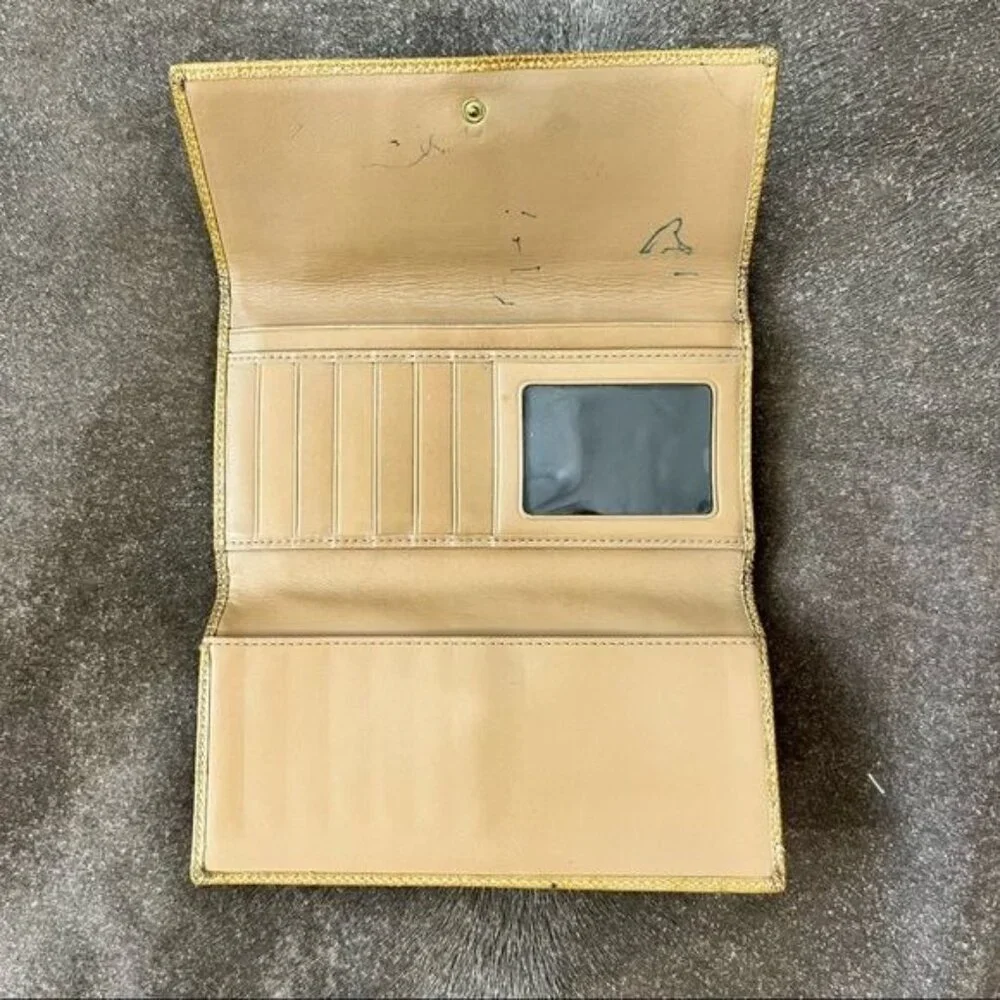 COACH C Leather Patent Leather Billfold Wallet